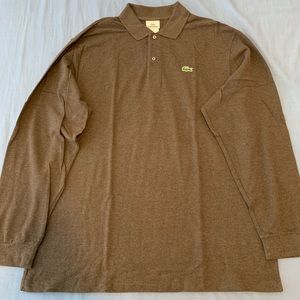 Lacoste Mens Brown Fit Long Sleeve Polo Shirt